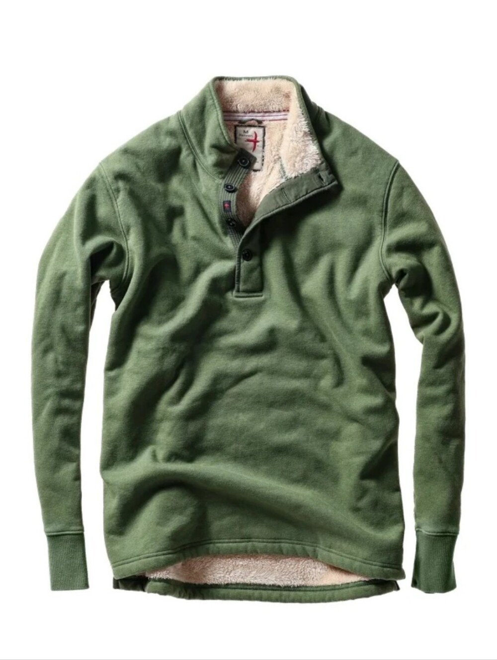 Relwen Quarter-Zip Superfleece Mock Neck Sweatshirt Pullover L Large Loden Green